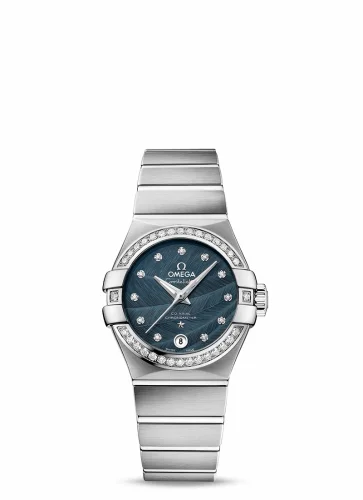 Omega Constellation Co-Axial 27 Brushed Stainless Steel / Diamond / Blue Feather 123.15.27.20.53.001 (12315272053001)
